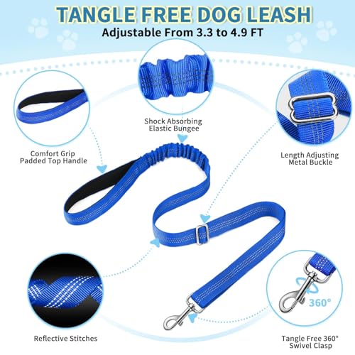 Lukovee No Pull Dog Harness and Leash Set, Soft Padded Small Dog Harness, Neck & Chest Adjustable Reflective Vest Puppy Harness with 4ft Lightweight Anti-Twist Dog Leash for Small Dogs (XS, Blue) - color: Blue, size: XS ( Chest 14'' ~ 18'')