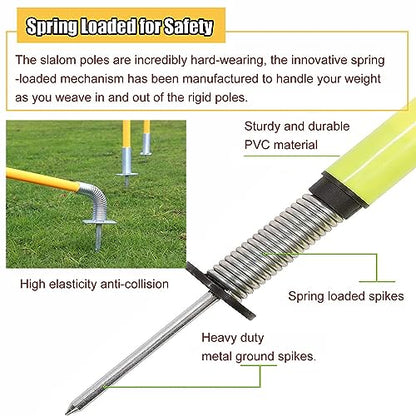 5 Pcs Set Training Agility Poles with Metal Spike, Yellow Slalom Training Agility Poles for Improve Agility/Speed/Footwork, Football Training Poles(1m(3.3ft)) - size: 1m(3.3ft)