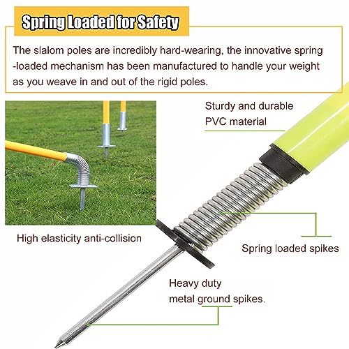 5 Pcs Set Training Agility Poles with Metal Spike, Yellow Slalom Training Agility Poles for Improve Agility/Speed/Footwork, Football Training Poles(1.5m(5ft)) - size: 1.5m(5ft)
