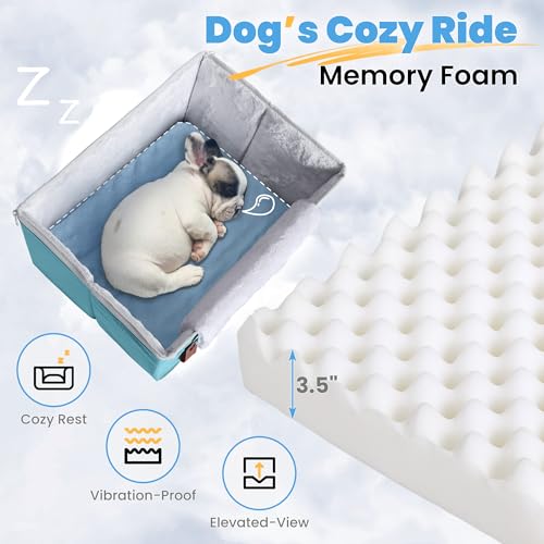 Akinerri Dog Car Seat for Small Dogs, Puppy Seat with Memory Foam Cushion and Safety Buckles, Pet Booster Car Seats for Front and Back Seat, Blue
