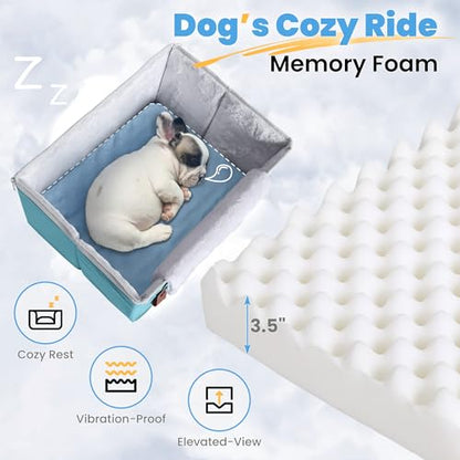 Akinerri Dog Car Seat for Small Dogs, Puppy Seat with Memory Foam Cushion and Safety Buckles, Pet Booster Car Seats for Front and Back Seat, Blue
