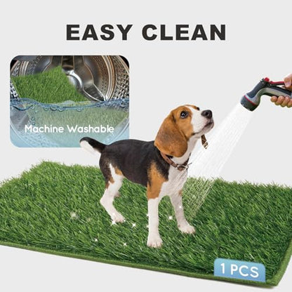 HQ4US 4LEGS Dog Grass Pad with Tray Extra Large 45”×34” Ultra-Absorbent Artificial Grass Pad for Dogs Potty Grass Hemmed Edge for Indoor Potty Training, Reusable Dogs Pee Pads, Dog Litter Box Balcony - size: X-Large - 45”×34” for 60-100lbs Dog