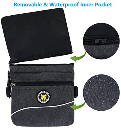 Viklluyr Dog Treat Pouch Bag with Magnetic Closure, Dog Food Carrier with Removable Inner Pocket, Perfect Dog Training Bag for Agility Training - Including Carabiner - color: Black, size: M