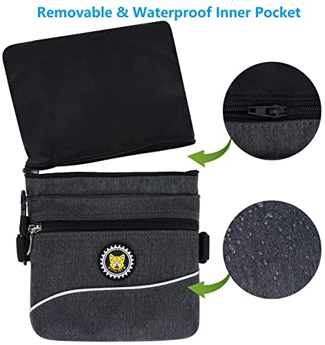 Viklluyr Dog Treat Pouch Bag with Magnetic Closure, Dog Food Carrier with Removable Inner Pocket, Perfect Dog Training Bag for Agility Training - Including Carabiner - color: Black, size: M