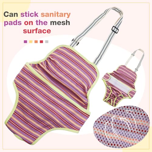 Dog Diapers Female,Female Dog Diapers for Heat Large Dogs, Washable Onesie Sanitary Pantie with Adjustable Suspender Washable, Reusable Period Panties Doggie Diaper, M - color: Purple, size: Medium