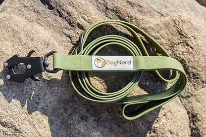 6ft Army Green Dual Handle Silicone Tactical Dog Leash for Medium, Large, Giant, K9 Breeds | Quick Release Swivel Clip Carabiner | Coated Nylon Heavy Duty | Strong Puller | Training Leashes - color: Army Green
