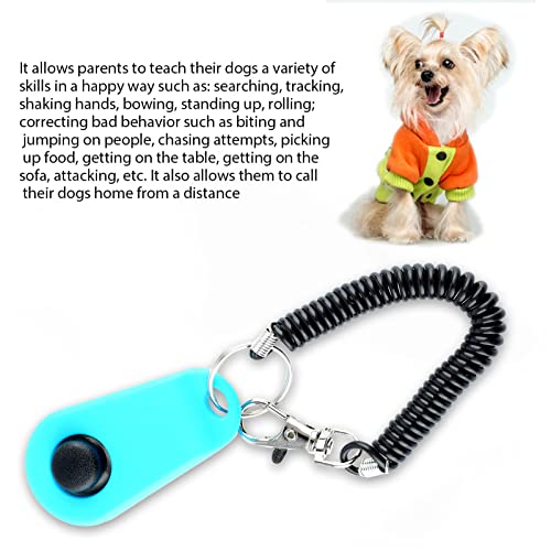 Dog Training Clicker, ABS Material Clicker with Black Long Wrist Strap and Ring, Universal for Dogs and Cats (Sky Blue) - color: Sky Blue