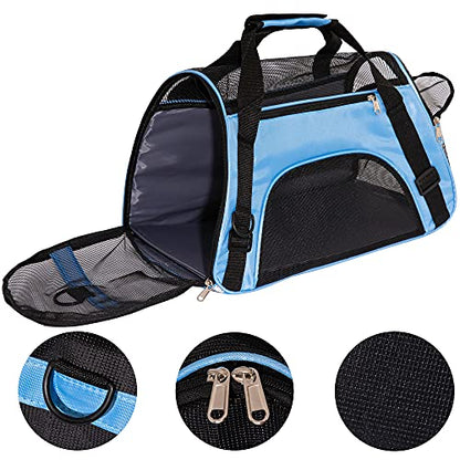 MuchL Pet Carrier Cat Cattier Soft-Sided Carriers for Small Medium Cats Dogs Puppies Pet Carrier Airline Approved Cat Dog Pet Travel Carrier (Medium, Blue) - color: Medium-Blue