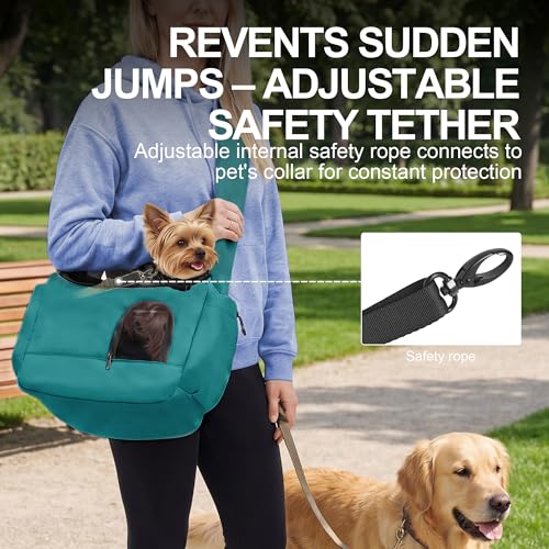 Dog Carrier Sling for Small Dogs & Cats Hand-Free Puppy Sling Purses with Storage Bag and Adjustable Shoulder Strap, Pet Sling Carrier Up to 8.8 Lbs (Blue)