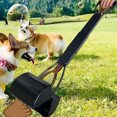 ienjoyed 2 Pieces Pooper Scooper, Large Pooper Scooper for Dogs Heavy Duty, Dog Pooper Scooper with Long Handle & High Strength Durable Spring, Foldable Dog Poop Pick Up(28-inch) - size: 2 Pieces(28-inch)