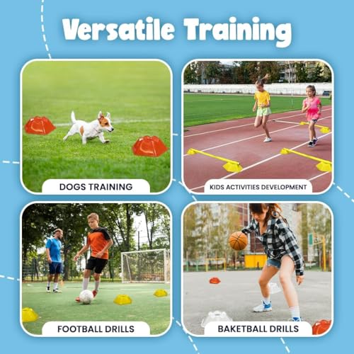 GSi Sports Training Cones for Agility Drills – Soccer & Basketball Multi-Sport Field Markers, Durable Flexible Cones in Multiple Shapes & Packs (20–80 Pack) - style: Hexa - 20 Pack