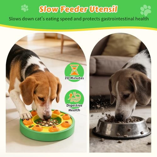 Dog Food Puzzle Toys Interactive Game Toy for IQ Training Enrichment Dog Food Puzzle Slow Feeder for Small, Medium Dogs and All Cats (Green Bowl) - color: Green Bowl