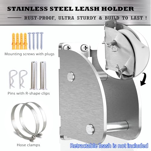 Heavy Duty Retractable Dog Leash Holder,Secure Wall Mount Dog Hitch and Parking Station for All Size Retractable Leashes,Rustproof&Chewproof Safety Anchor Use Indoor-Outdoor - size: Standard