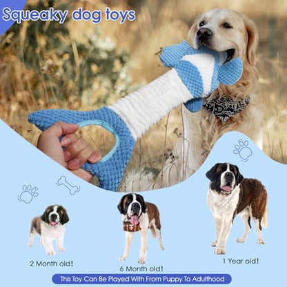 Squeaky Dog Toys - Plush Toy, Durable, Stretchy, Keeps Dogs Busy, Interactive Dog Toys Stress Release Game for Boredom Suitable for Small Medium and Large Dogs - color: Blue