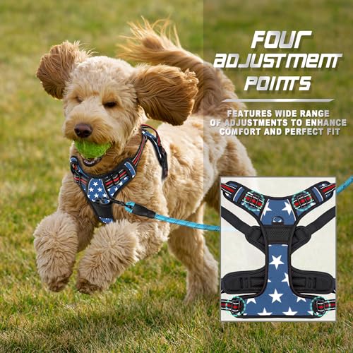 BARKBAY No Pull Dog Harness Front Clip Heavy Duty Reflective Easy Control Handle for Large Dog Walking(Star,XS) - color: Blue Star, size: X-Small(Chest:15.5-19.5”)