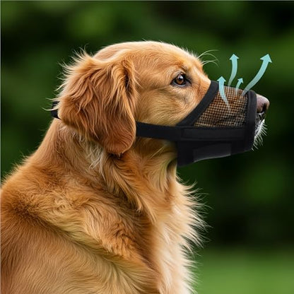 Evollax Extra Large Dog Muzzle - Air Mesh XL Dog Muzzle to Stop Biting, Barking and Chewing