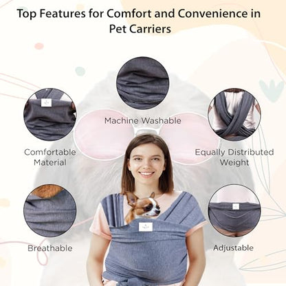 Sling Carrier for Small Dogs and Cats, Cat Carrier Pouch, Puppy Sling, Dog Chest Wrap, Cat Wraps, Comfortable, Weight-Distributing Pet Sling, Travel and Daily Use (Black)- Olsalv - color: Black