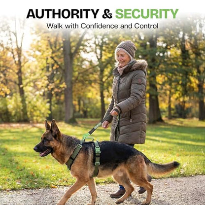 Ultimate Urban Dog Harness - Heavy Duty Design, No Choke, No Pull. Adjustable, Comfy Padding, Easy On/Off, Metal Hardware, Emergency Handle and 3 Connect Points (Black, XXL) - color: Black, size: XXL