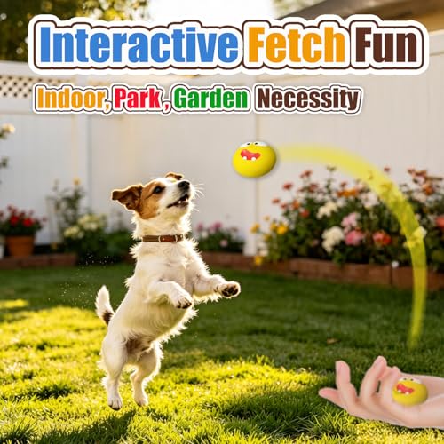 Dog Squeaky Toys for Small Dogs - Assorted Latex Rubber Puppy Squeaky Dog Balls Flat, Smile Face Interactive Fetch Dog Toys with Squeaker, Floating Pet Toys for Indoor & Outdoor Play, 4 Pack