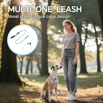 QQPETS Adjustable Slip Lead Dog Leash, Hands Free Waist Leash for Dog Walking, Reflective Training Lead with 360° Swivel Anti-Tangle, 4-7 ft Length for All Breeds - color: Blue Gradient