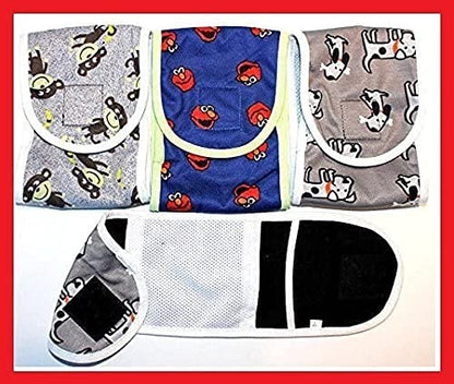 Set - 3pcs Dog Puppy Diaper Male Boy Belly Band Reusable Washable for Small Dog Breeds (Gray - Blue - Gray, M - Waist 11" - 12") - size: M - Waist 11" - 12"