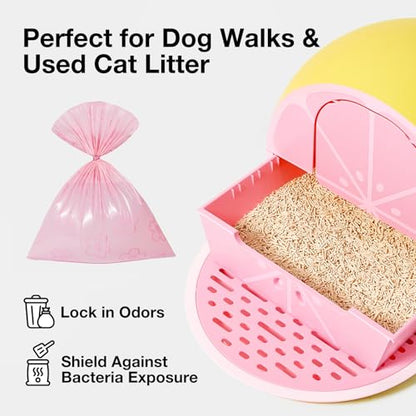 VETRESKA Dog Poop Bag Dispenser with Cherry Blossom Scented Poop Bags, Leak Proof and Extra Thick Pet Waste Bags, 1 Poop Bag Holder and 105 Bags for Dog Walking and Cats Litter, Pink - size: 1 Count (Pack of 105), style: Cherry Blossom