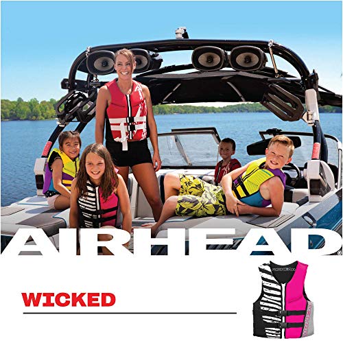Airhead Wicked Kwik-Dry NeoLite Flex Life Jacket for Kids - USCG Approved Life Vest for Youth, Child & Infant, Watersports Vest for Boating, Tubing & Swimming, Hot Pink - size: Youth