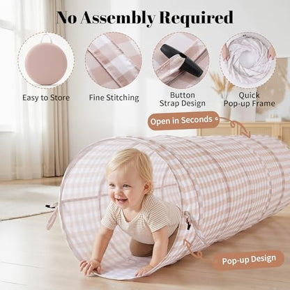 Tunnel Toys for Toddlers: Pop Up Kids Play Tunnel with Carry Bag - Collapsible Peachskin Fabric Tunnel for Baby Indoor & Outdoor - Sensory Activity Gift for Boys Girls Pet Puppy Dog