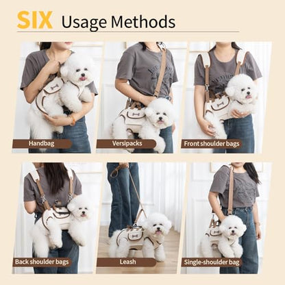 Hands Free 6-in-1 Pet Carrier Backpack for Travel, Adjustable Sling Shoulder Bag with Spine Support & Lift Harness, Breathable Air Mesh Carrier for Dogs & Cats (8-14 lbs) - size: 8-14 lbs