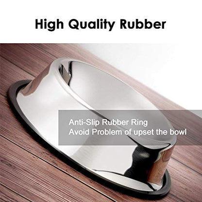 WEDAWN Stainless Steel Dog Bowls, 3.5 Cup/28oz Cat Bowl Water and Food with Rubber Base, Pet Bowls for Large Dogs, 2Pack - color: Stainless steel (2Pack), size: 3.5 Cup/10.2" Dia x 2.4" H (2Pack)