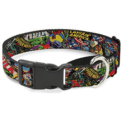 Buckle-Down Dog Collar Martingale Retro Marvel Comic Books Stacked Close Up 9 to 15 Inches 1.0 Inch Wide