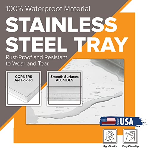 Pinnacle Systems (Galvanized, 23" L X 16.75" W X 1") Metal Replacement Dog Crate Pan Chew Proof Crack Proof Pet Kennel Tray Central Dog Crate Pan Pet Supplies - size: 23"L x 16.75"W x 1"H