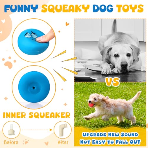 Hungdao 40 Pcs Bulk Dog Squeaky Toys Soft Rubber Latex Dog Toys Small Squeaky Balls Interactive Fetch Balls for Teething Small Pet Breeds Training(Funny Face)