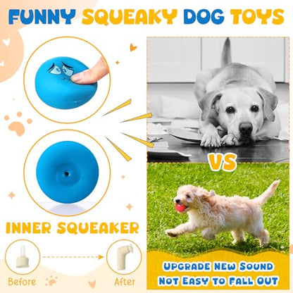 Hungdao 40 Pcs Bulk Dog Squeaky Toys Soft Rubber Latex Dog Toys Small Squeaky Balls Interactive Fetch Balls for Teething Small Pet Breeds Training(Funny Face)