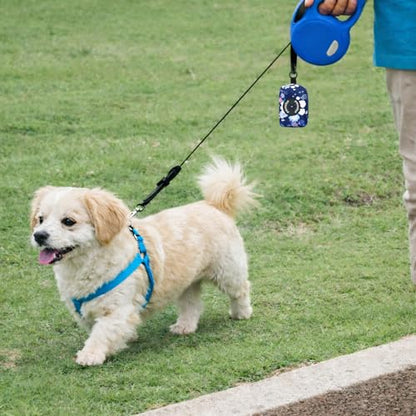 Petmolico Dog Poop Bag Holder Leash Attachment, Dog Waste Bag Dispenser Zippered Pouch, Fits Any Dog Leash, Includes Free Roll of Dog Bags, Poop Bag Dispenser - 2 Packs, Mixed Blue & White - color: Dark Blue & White