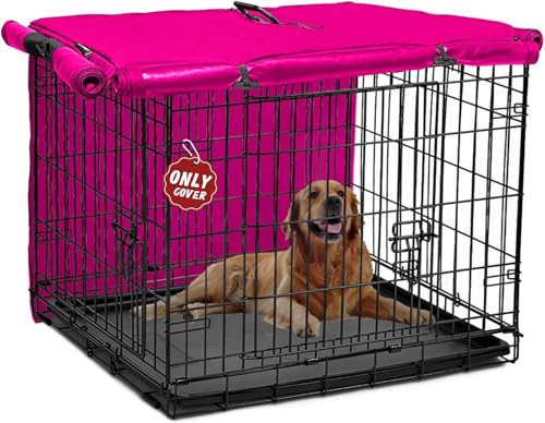 Dog Crate Cover 48 inch, Large Dog Kennel Cover for Cages with1 2 3 Doors, Waterproof 600D Oxford Fabric Privacy Cover Indoor/Outdoor Pink (Only Cover) - color: Pink Cover(only Cover), size: 48.0"L x 30.0"W x 33.0"H