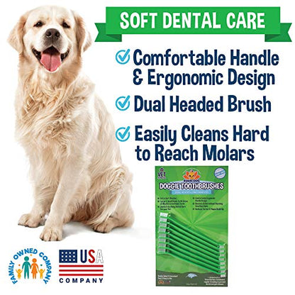 Bodhi Dog Dual-Headed Toothbrush for Dogs & Cats - Soft Bristles for Gentle Pet Dental Care - Puppy & Adult Teeth Cleaning - Easy-to-Use Design for Healthy Gums & Fresh Breath (8 Count) - size: 1 Count (Pack of 8)