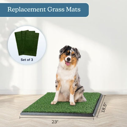 Artificial Grass Puppy Pee Pad for Dogs and Small Pets - Set of Three 23x18.5-Inch Reusable 3-Layer Turf Pads for Dogs - Indoor and Outdoor Fake Grass Potty Pet Supplies by PETMAKER - size: Medium Replacement Pads