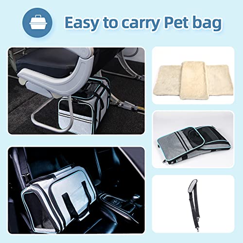 Cat/Dog Airline Approved Expandable Pet Carrier for Small Pets - Removable Pad, Pockets, TSA Compliant - size: 43.0"L x 32.0"W x 12.0"H