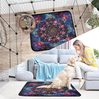 Qilmy Mandala Pet Mat, Waterproof Reusable Dog Training Pad Anti-Slip Pet Creat Pad for Small Medium Large Dogs and Cats - size: Smallx3