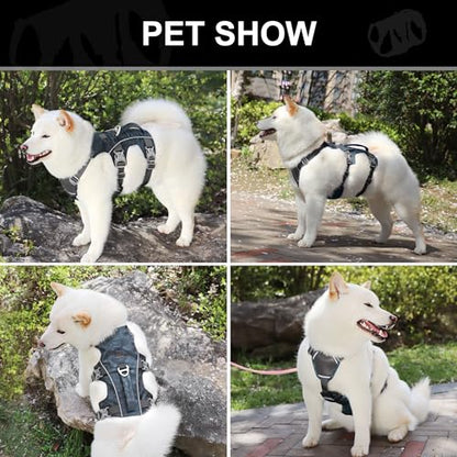 Escape Proof Dog Harness Medium Sized Dog, Lightweight Full Body Pet Vest with Lift Handle and Leash Clip, Reflective Adjustable No Slip Dog Harness for Daily Walking(Grey,Chest:17-32") - color: Grey, size: M: Chest 17-32", Fit 25-55 lbs