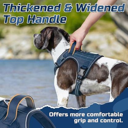 rabbitgoo Dog Harness No Pull, Military Dog Harness Medium Sized Dog with Handle & Molle, Easy Control Service Dog Vest Harness Training Walking, Adjustable Reflective Tactical Pet Harness, Blue, M - color: Blue, size: Medium