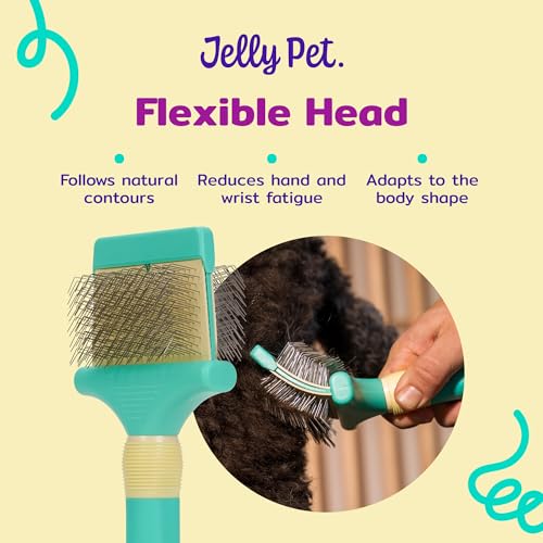 Jelly Pet Double Sided Dog Slicker Brush, Longer Pins, Flexible Head, Fine/Coarse Sides, Removes Unwanted Tangles, Small, Purple - size: Small