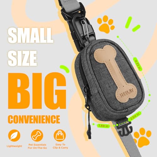 Dog Poop Bag Holder for All Leashes,Hand Free Doggie Waste Bag Dispenser-hook & loop/Carabiner,Dog Poop Bag Dispenser for Leash,Wide Opening,Leash Attachment for Dogs Walking,Poop Bags EXCLUDED,Gray - color: Denim