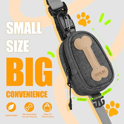 Dog Poop Bag Holder for All Leashes,Hand Free Doggie Waste Bag Dispenser-hook & loop/Carabiner,Dog Poop Bag Dispenser for Leash,Wide Opening,Leash Attachment for Dogs Walking,Poop Bags EXCLUDED,Gray - color: Denim
