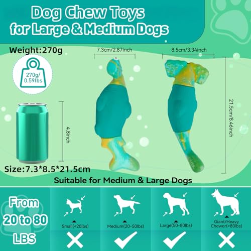 BIKIISEN Dog Toys for Aggressive Chewers, Interactive Dog Chew Toys for Large Dogs, Squeaky Chew Toys to Keep Them Busy, Tough Toys for Medium/Large Breed (Green) - color: Green