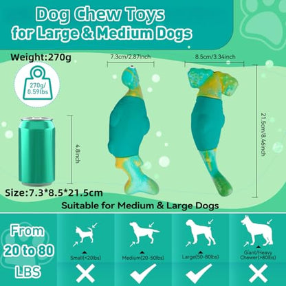 BIKIISEN Dog Toys for Aggressive Chewers, Interactive Dog Chew Toys for Large Dogs, Squeaky Chew Toys to Keep Them Busy, Tough Toys for Medium/Large Breed (Green) - color: Green