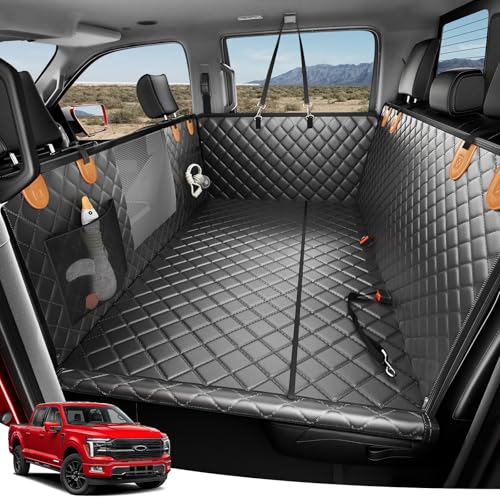 Zanch Heavy-Duty Dog Truck Seat Cover, Flat Solid Back Seat Extender for Multi Large Dogs, Hard Bottom Supports 450 lb, Waterproof Hammock Protector, XL for Full-Size Crew Cab Trucks & SUVs, Matte Blk - color: Matte Black, size: XL - Full-size Trucks & SU