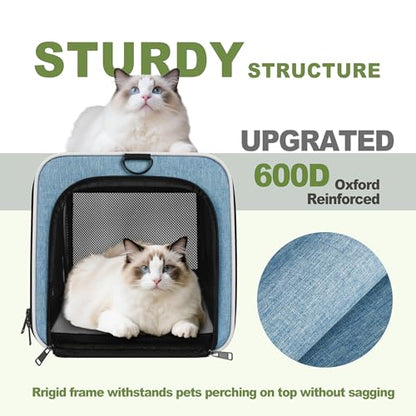 GAPZER Cat Carrier 18 x 11 x 11 Top Loading Soft-Sided Pet Travel Bag Over 15lbs, Portable Small Dog Puppy Car Crate 10 lbs, Chihuahua Kennel Carry Case, Kitty Cloth Cage Medium Cat Under 25 Blue - color: Blue