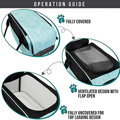 PetAmi Dog Purse Carrier for Small Dogs Cats, TSA Airline Approved Soft-Sided Pet Carrier with Pockets, Ventilated Travel Tote Bag with Bed & Shoulder Strap, Puppy Kitten, Max 12 lbs, Chevron Teal - color: Chevron Teal